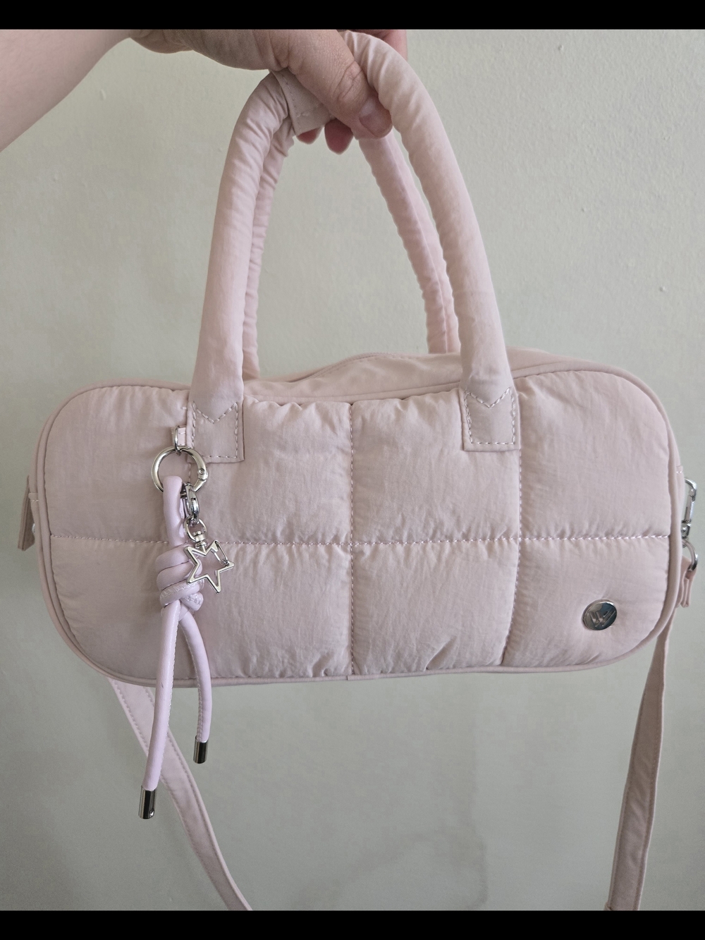 WESTBRONCO Quilted Pink Barrel Tote Bag with Star Charm